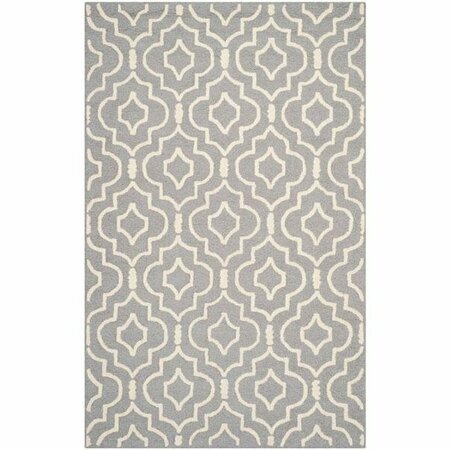 SAFAVIEH Cambridge Hand Tufted Small Rectangle Rug- Silver - Ivory- 3 x 5 ft. CAM141D-3